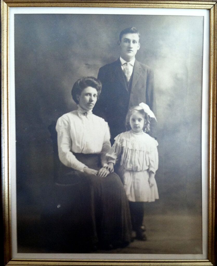 Peter, Ellen Beeley and Ellen’s daughter Elizabeth Nevins in 1910